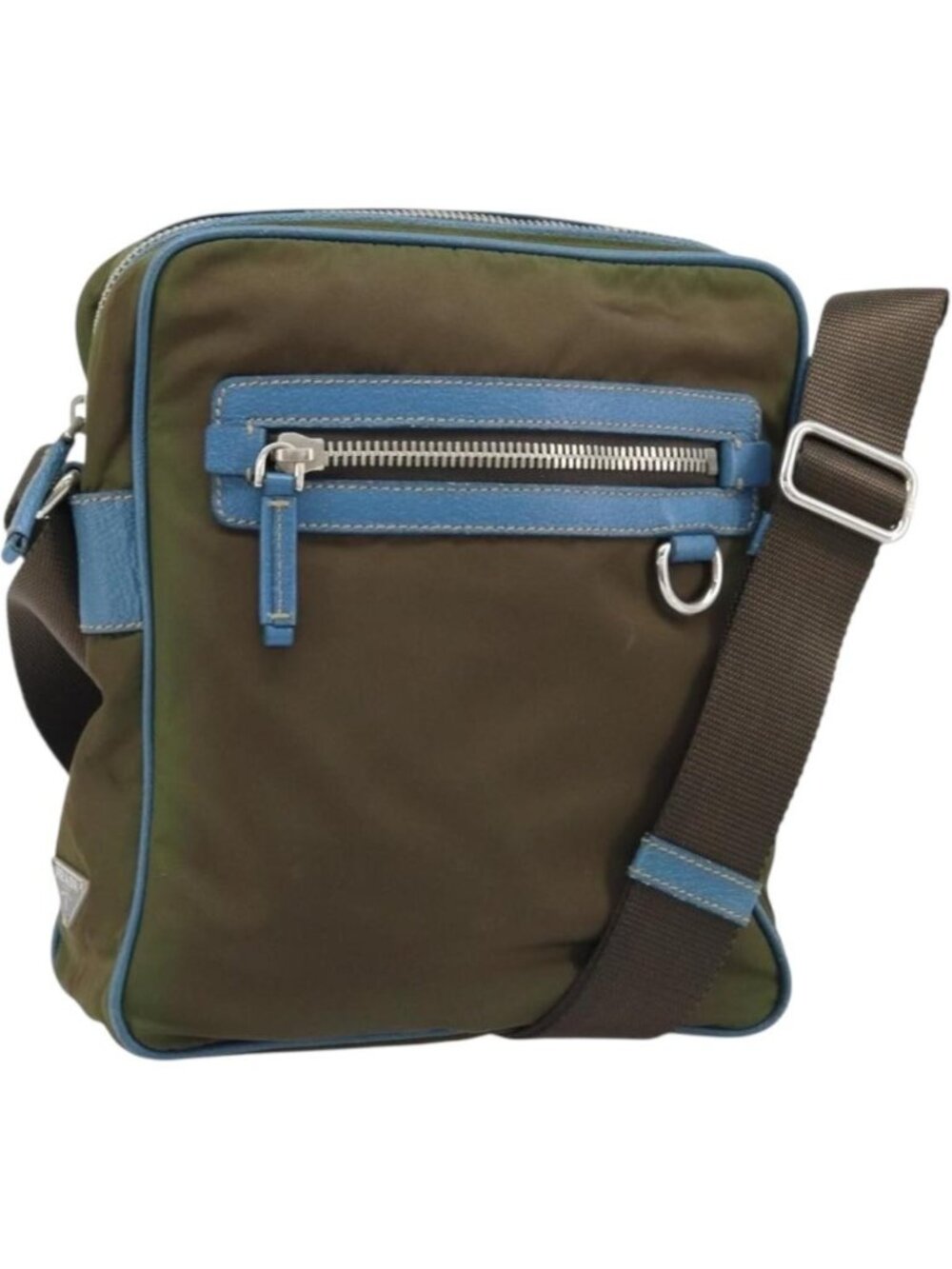 PRADA Shoulder Bag Nylon Khaki Silver